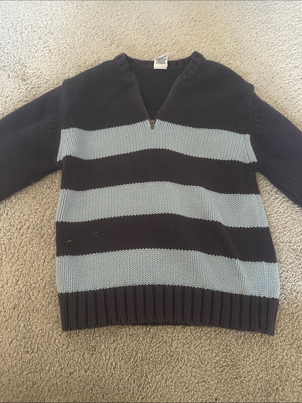 Gymboree Boys' Navy and Light Gray Striped Half-Zip Sweater